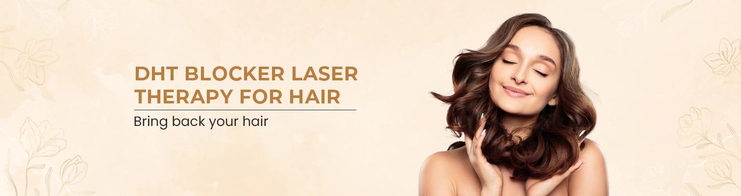 Girl touching the hair after the treatment