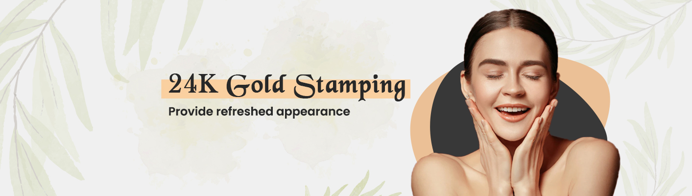 Woman is smiling after 24K Gold Stamping